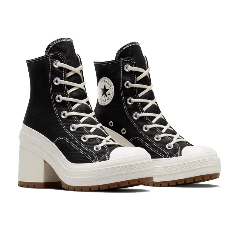 2024 spring and summer new foreign trade plus size women's wedge high heel women's boots temu star pattern casual canvas shoes
