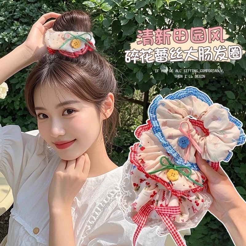 森風かわいい優しい花柄ヘアゴムボールヘアカチューシャヘアロープ新しい気質甘いインヘアアクセサリー|undefined