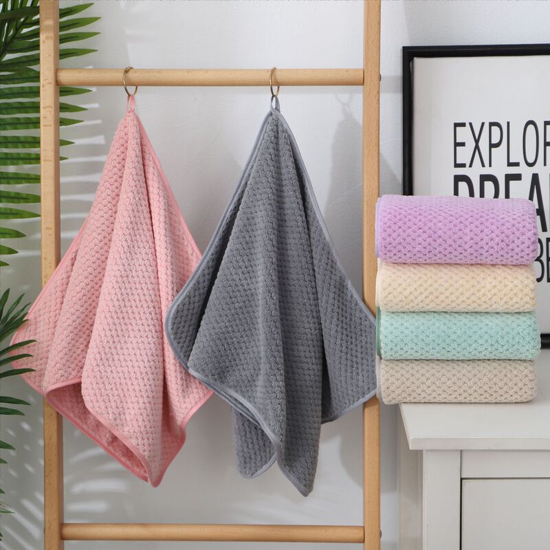 Cross-border Thickened Bath Towel Towel Dry Hair Cap Three-piece Set Absorbent Coral Fleece Pineapple Large Towel