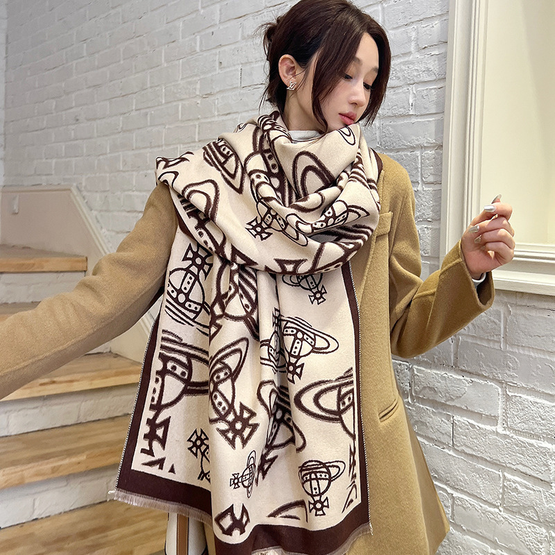 新しい両面のマフラーの女性の冬の韓国版の百合はカシミヤの高級なお母さんの両用のマントの厚い保温のマフラーをまねます。|undefined