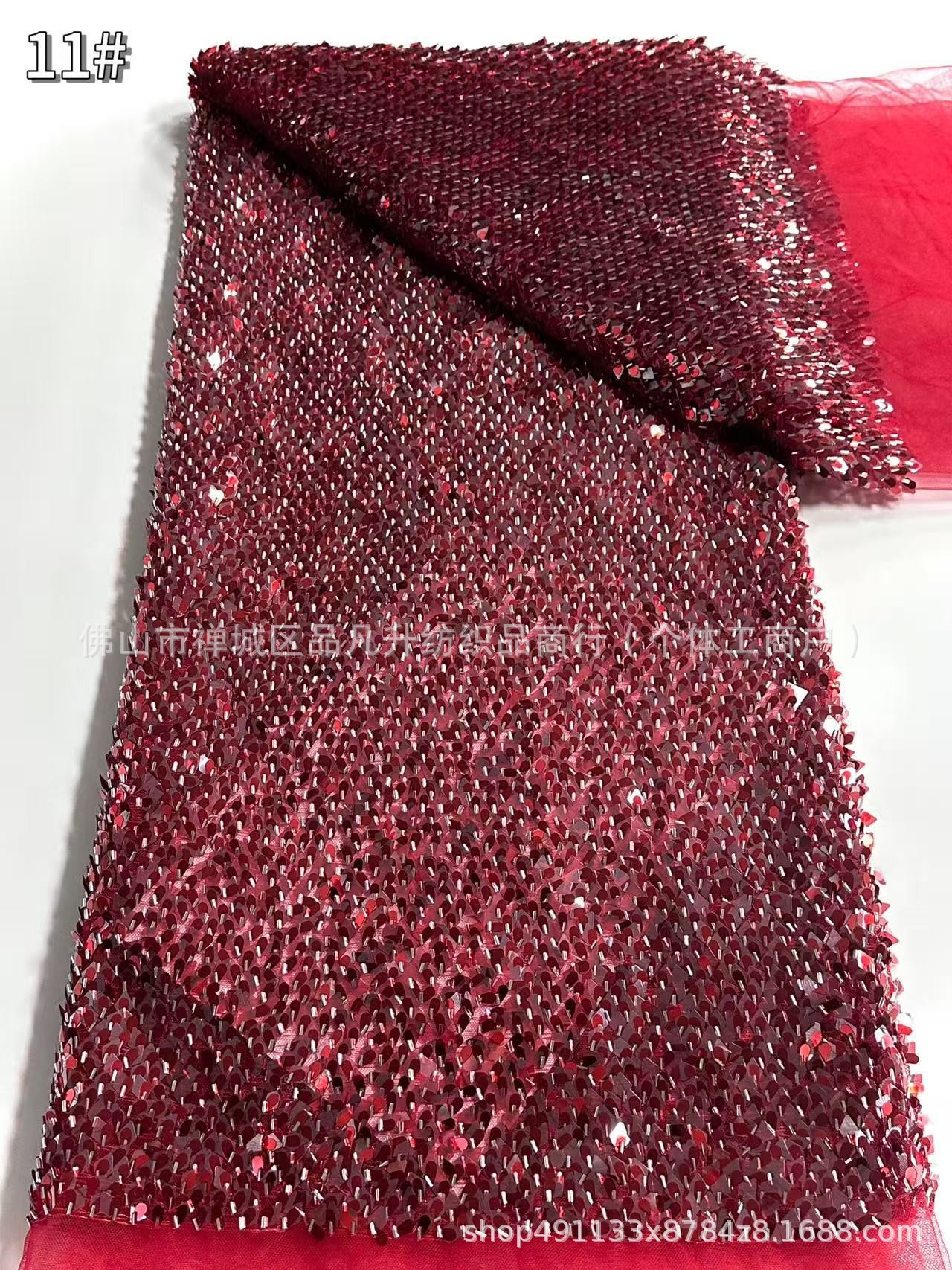 Fabricante al por mayor escamas de pescado sequin bordado tela cena brindis vestido de baile vestido de fiesta tela