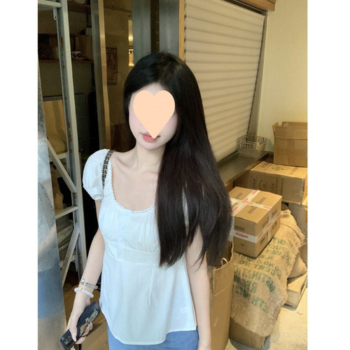 Age-defying sweet and gentle temperament white collar short-sleeve shirt summer woman 2025 short top fashion
