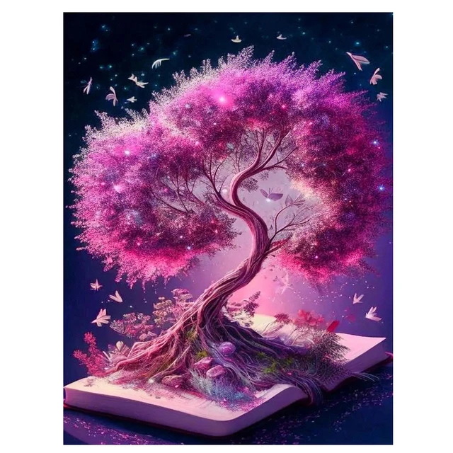 Pequeño libro rojo nuevo lleno de pintura de diamante árbol de vida DIY bordado de diamante pintura decorativa sala de estar fábrica de suministro transfronterizo al por mayor