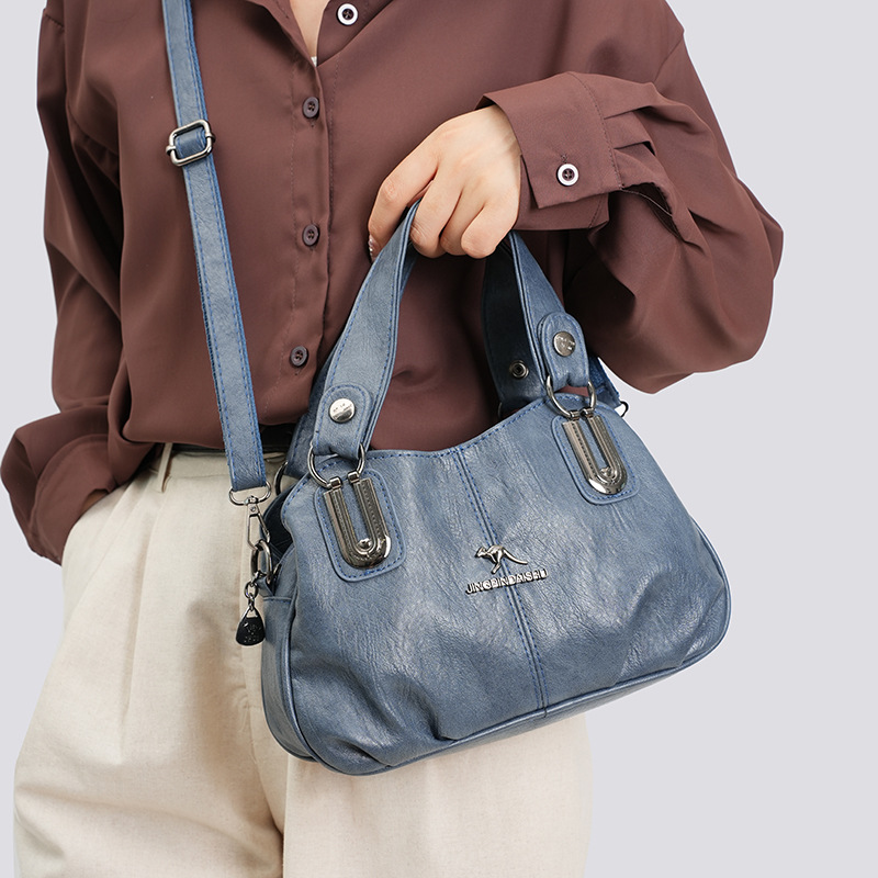 Cross-Border European and American Style Handbag, Soft Leather, High-End Crossbody Bag for Middle-Aged Women, Large Capacity, Light Luxury Women's Bag