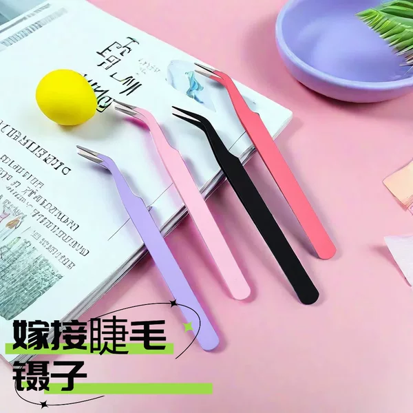 Stainless Steel Macaron Color Hand Account Tweezers Thickened Elbow Tweezers Handmade DIY Tools Hand Account Nail Art Tweezers