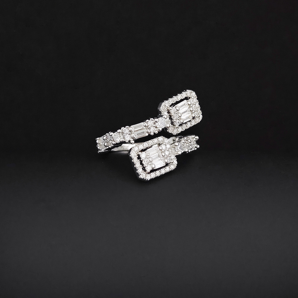 Adjustable Ring Size Wholesale Jewelry Shiny Geometric Copper Zircon Inlay Open Rings