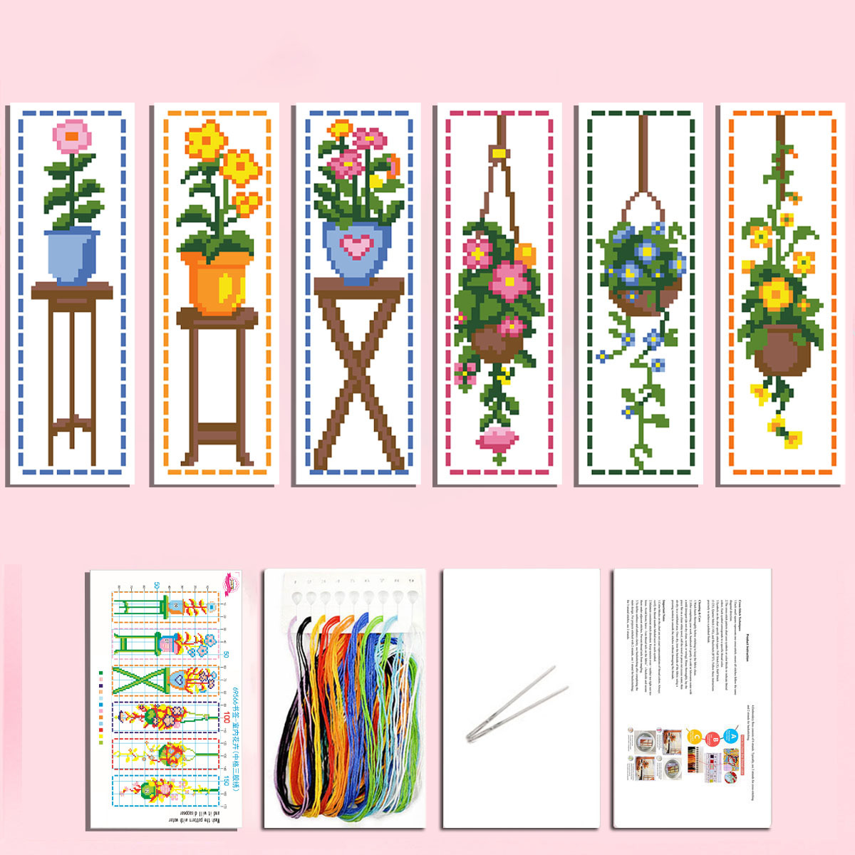 Marcapáginas Floral de Punto de Cruz con Diseño de la Mona Lisa, Artesanía Cultural y Creativa de Alta Gama, Regalo Hecho a Mano