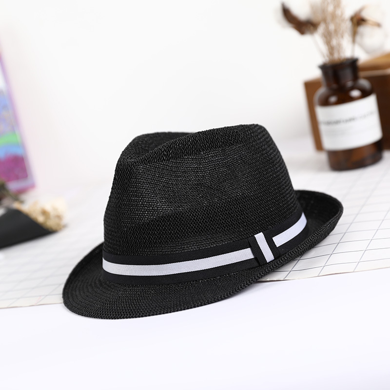 Sombrero verano paja tejido transpirable a prueba de sol estilo coreano pequeño bombín sombrero hombres y mujeres pareja sombrero retro británico a prueba de sol sombrero de jazz