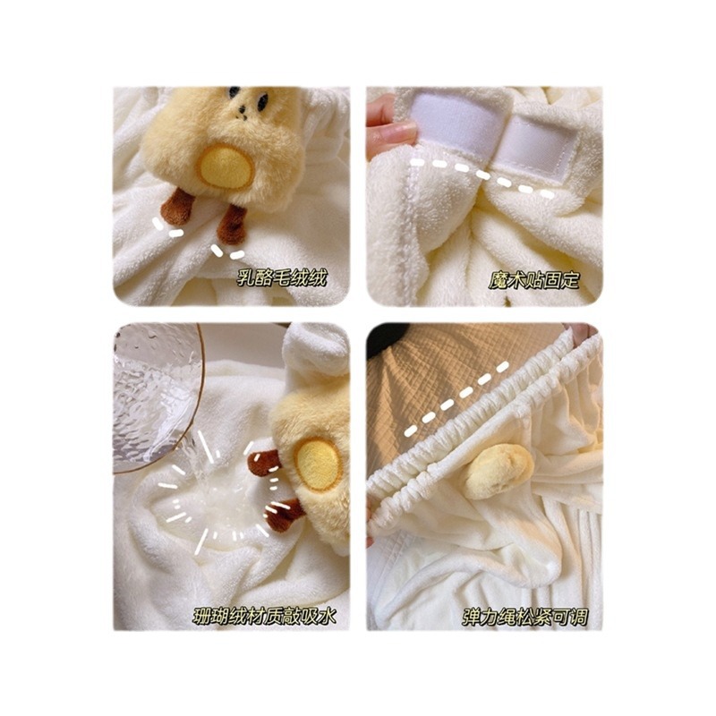 인스 스타일 여성용 목욕 타올, 착용 및 감쌀 수 있음, 흡수성, 속건성, 롱 버전, 목욕 스커트, 드라이 헤어 모자, 성인용 3종 세트, 높은 외관