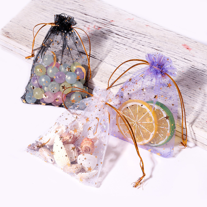 Cross-border in stock Xingyue Organza Bag Bronzing Mesh Bag Drawstring Bag Transparent Gift Packaging Bag Small Yarn Bag Cross-border in stock Xingyue Organza Bag Bronzing Mesh Bag Drawstring Bag Transparent Gift Packaging Bag Small Yarn Bag