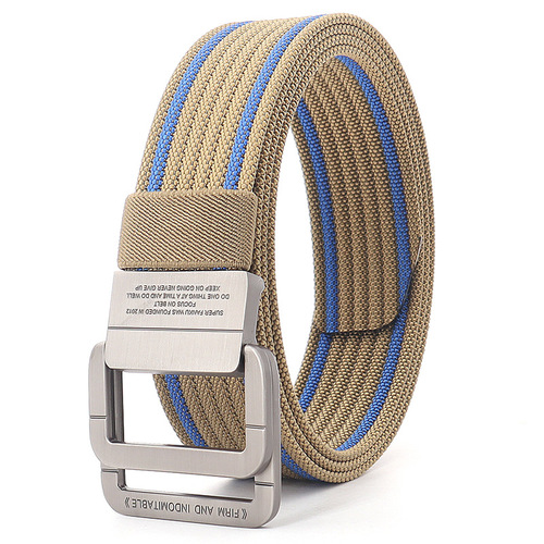 Alloy Double Ring Buckle Belt Men's Korean Style Braided Nylon Tactical Sports Outdoor Pants Belt Canvas Wholesale Men's Style