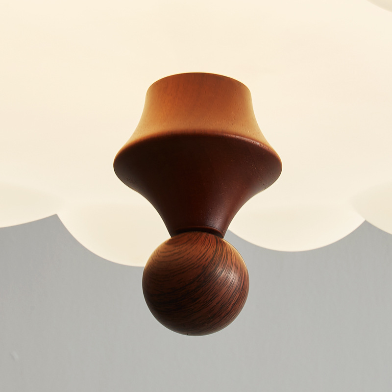 Araña de dormitorio 2025 nueva lámpara de habitación de dormitorio principal de color nogal de estilo antiguo lámpara de estudio de protección ocular en forma de nube blanca lechosa