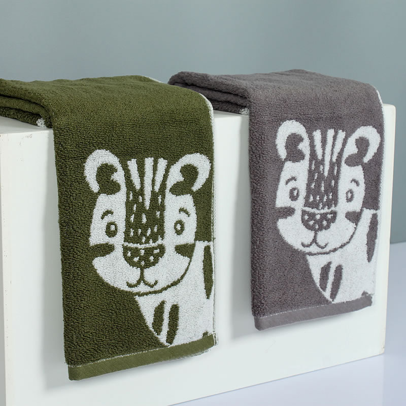 Thickened and Enlarged Cartoon Animal Pure Cotton Towel, Cartoon Tiger Jacquard Adult Household Face Towel