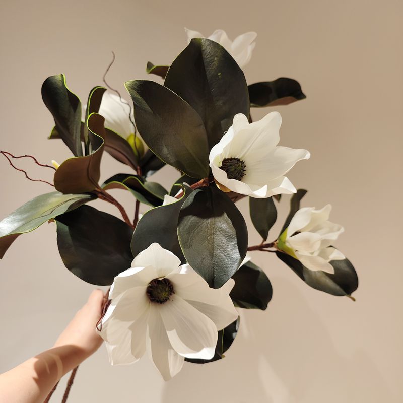 Flor de magnolia europea sala de estar flores falsas flores de simulación decoración de mesa de comedor vestibular flores flores