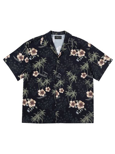 Short-sleeved, relaxed Southeast Asian floral shirt, men's summer design, niche, hanging, wide, all-matching loose beach shirt