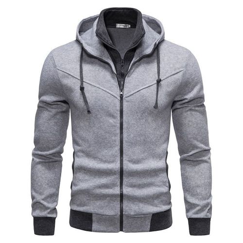 Men's Hooded Stand Collar Pullover Sweatshirt Korean Style Youth Simple Sports Clothing