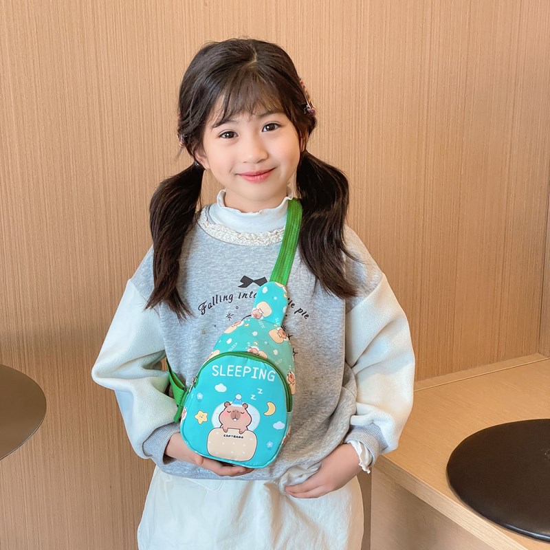 2025 nuevo bolso infantil caricatura lindo capibara bolso de pecho impresión extranjera mini mochila infantil