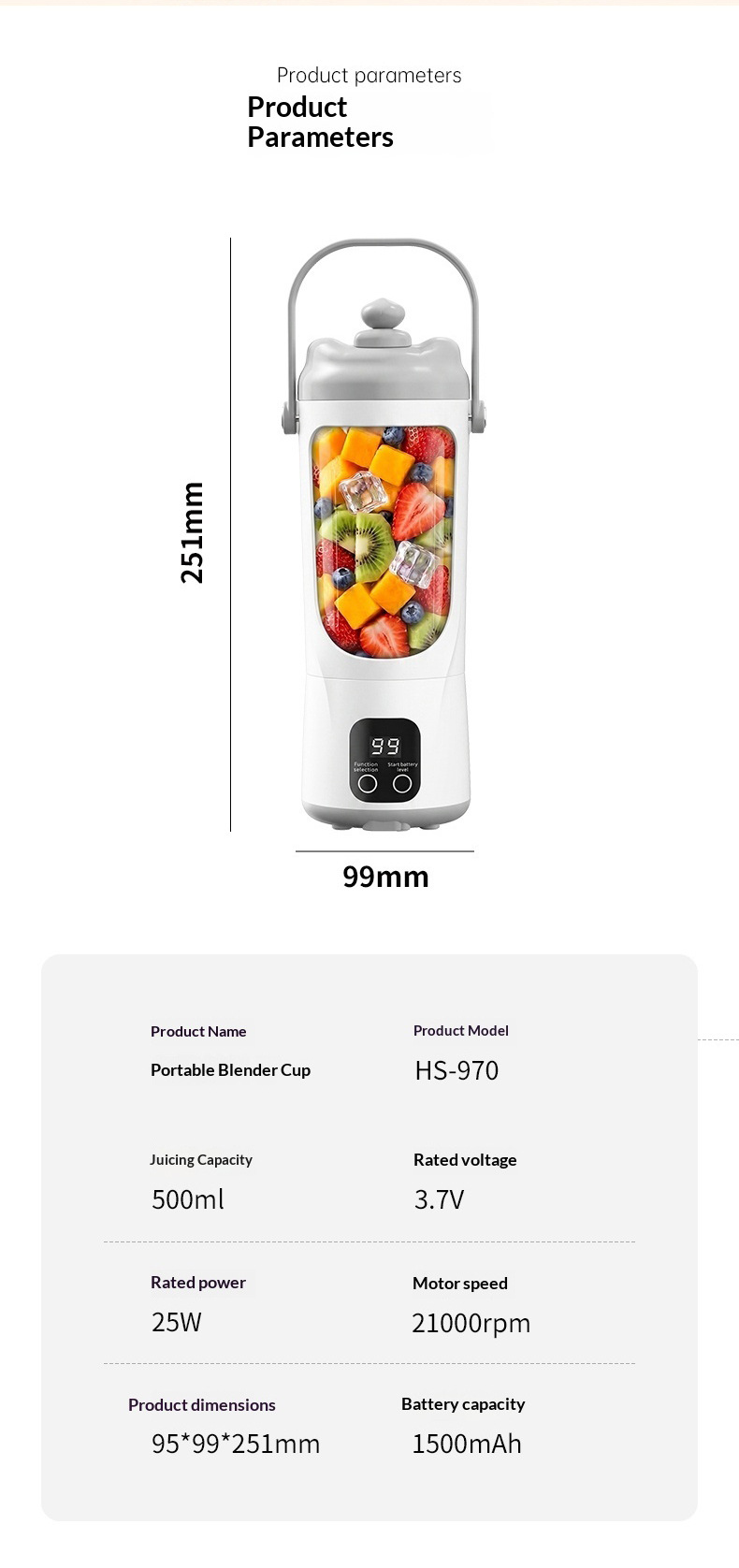 Dijital entsafter taşınabilir, USB şarjlı seyahat bardağı