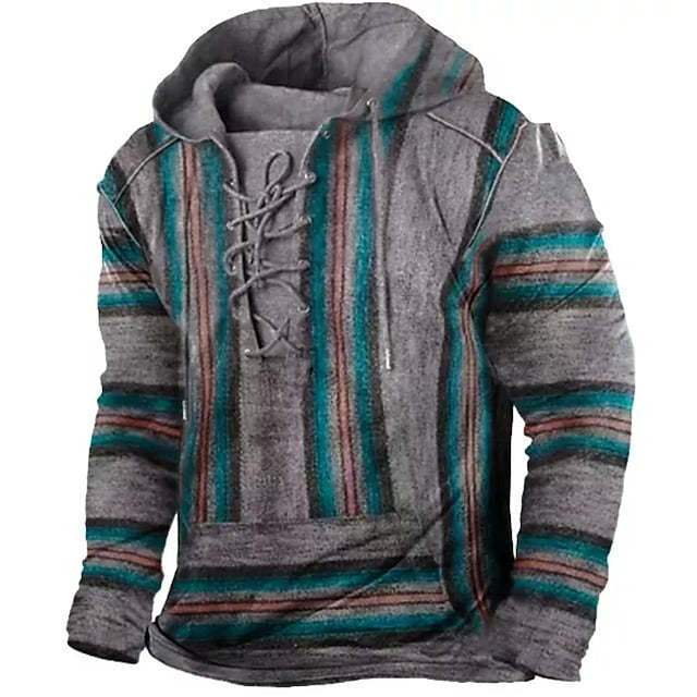 Comercio exterior transfronterizo 2023 hombres retro con cordones con capucha camiseta otoño e invierno nuevo casual Top Sudadera con capucha de los hombres