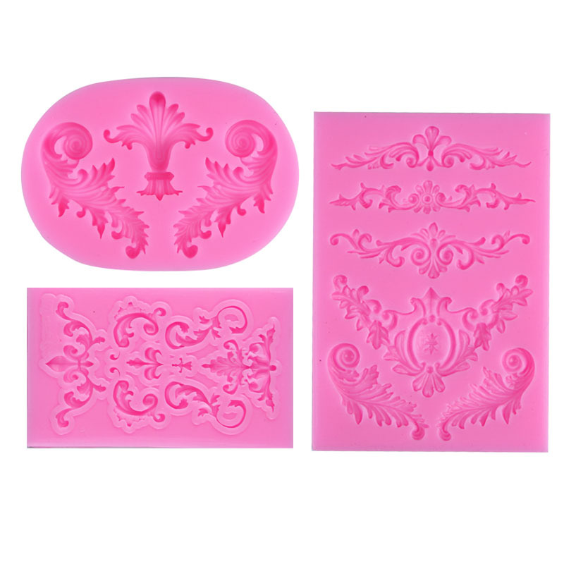 DIY decoración de la torta vendimia del cordón flor Vine Palacio alivio Totem forma fondant silicona molde arcilla chocolate