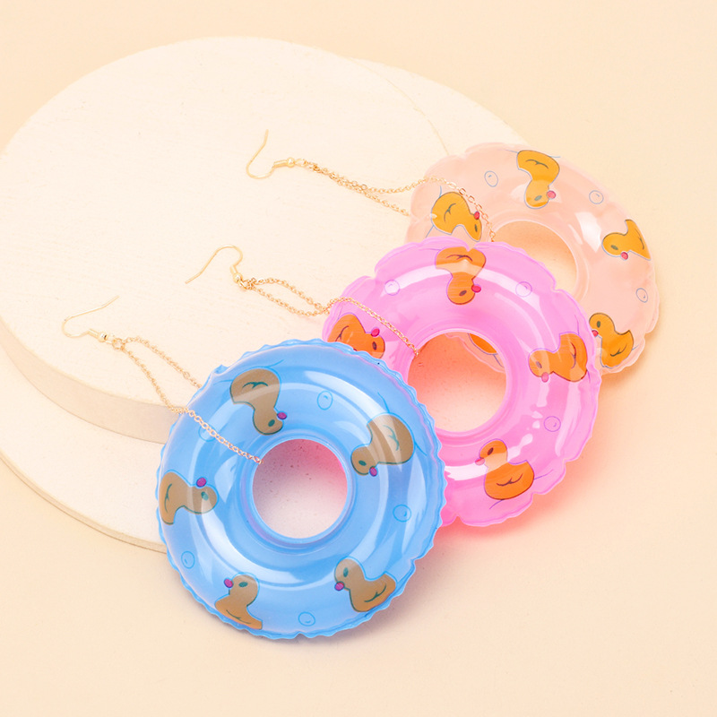 Wedding, Travel Occasion Rubber Material 1 Pair Cute Swim Ring Rubber Drop Earrings