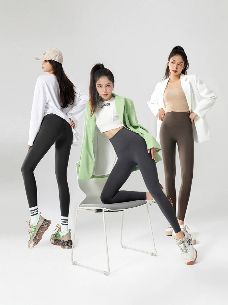 Pantalones de tiburón para mujer para usar al aire libre en primavera, otoño e invierno, cintura alta, levantamiento de cadera, estiramiento de abdomen, yoga sin costuras, ajustados, con forro polar y leggings gruesos