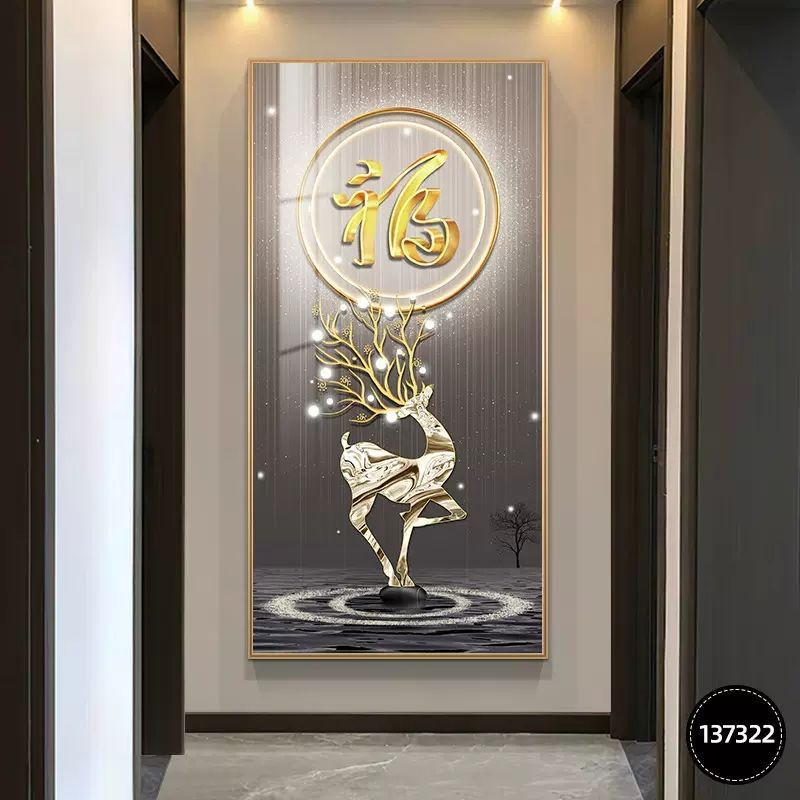 Pintura decorativa de entrada moderna de lujo ligera atmósfera Fu Zi de alta gama mística fondo mural decoración de muros colgantes de pasillo mural image 15