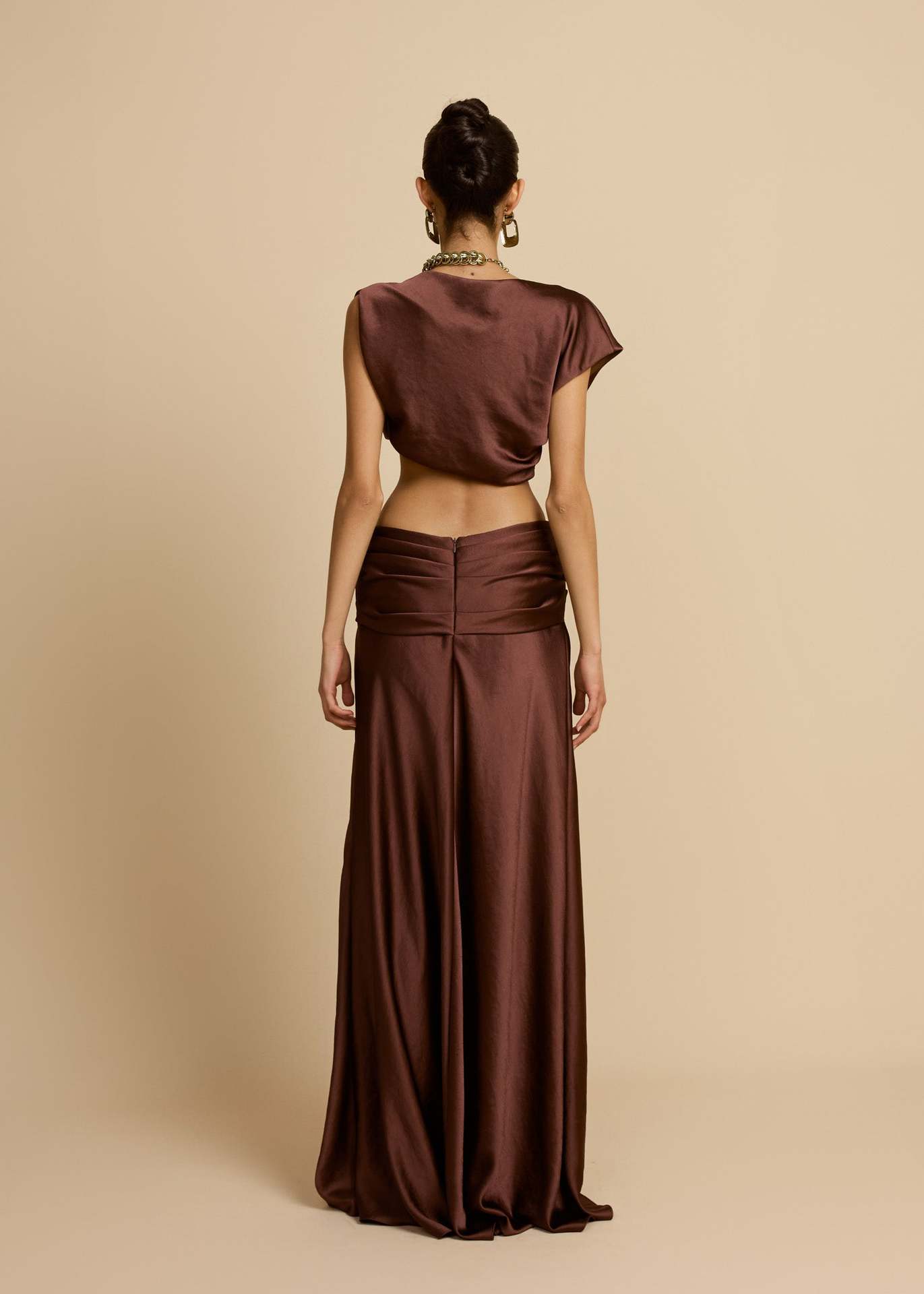 Sexy Geometric Panel Two-Piece Dress Set, Ruched Bustier Top With Asymmetrical Skirt For Women Fashion-Forward Two-Piece Set_ecoleips.com