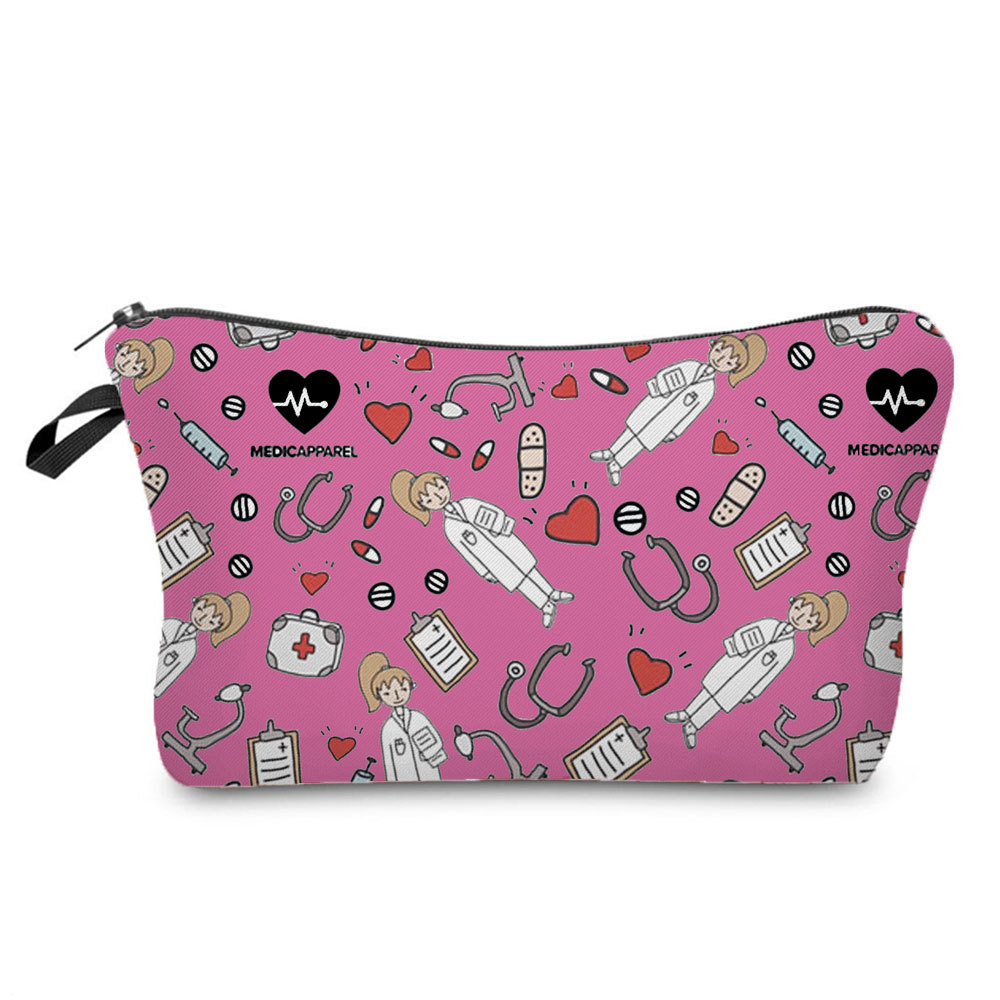 Women's Medium All Seasons Polyester Electrocardiogram Cute Square Zipper Cosmetic Bag display picture 2