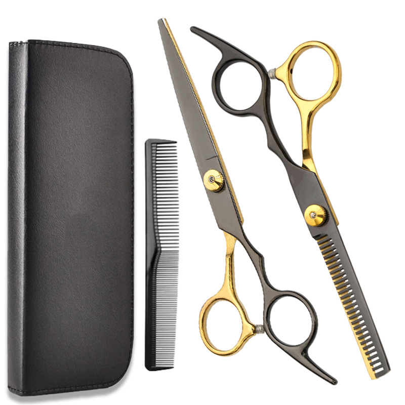 Fábrica al por mayor de 6 pulgadas tijeras de pelo profesional estilista de pelo tijeras de peluquería corte de pelo tijeras planas tijeras de dientes finos traje