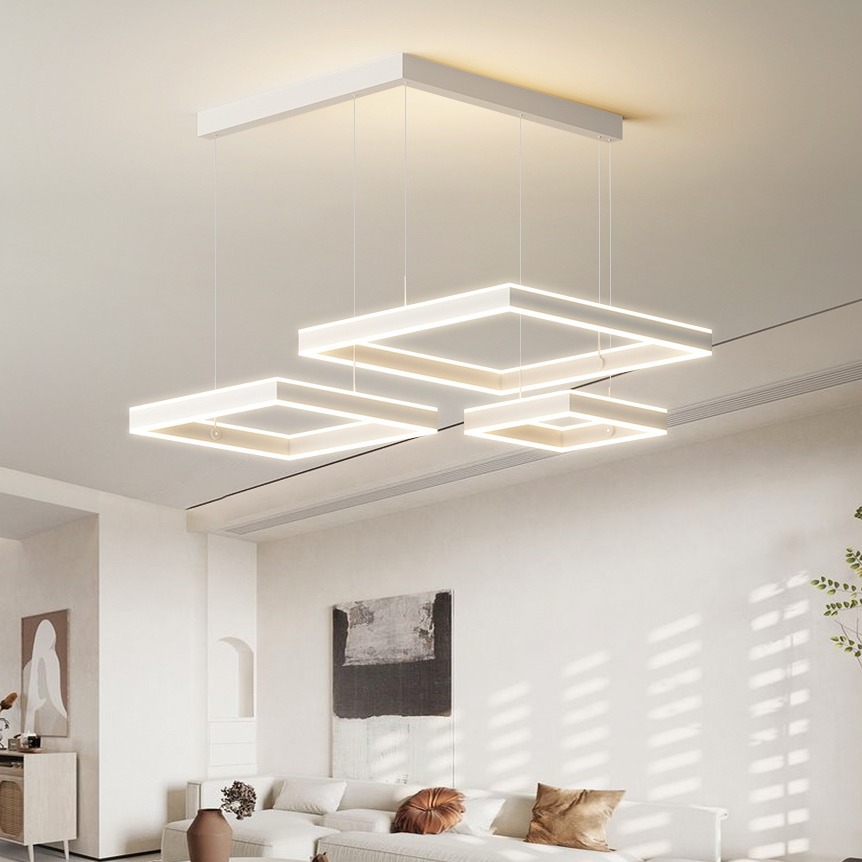 Post-moderna Luz de lujo sala de estar lámpara cuadrada duplex hueco diseñador modelo habitación italiana simple comedor dormitorio lámpara