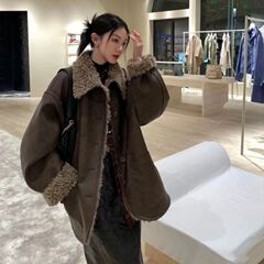 双面穿皮毛一体外套女中长款冬季新款羊羔毛加厚复古皮衣