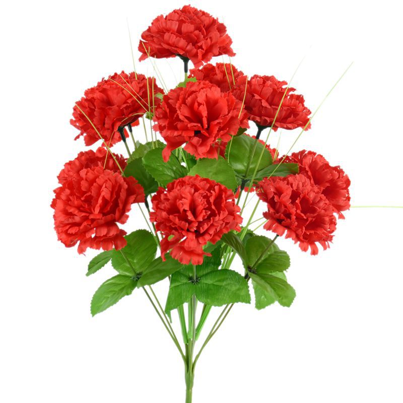 Henan Photos Pantalla Flor artificial 12 Clavel de rama verde afrutado Decoración Flor Ramo del Día del Maestro