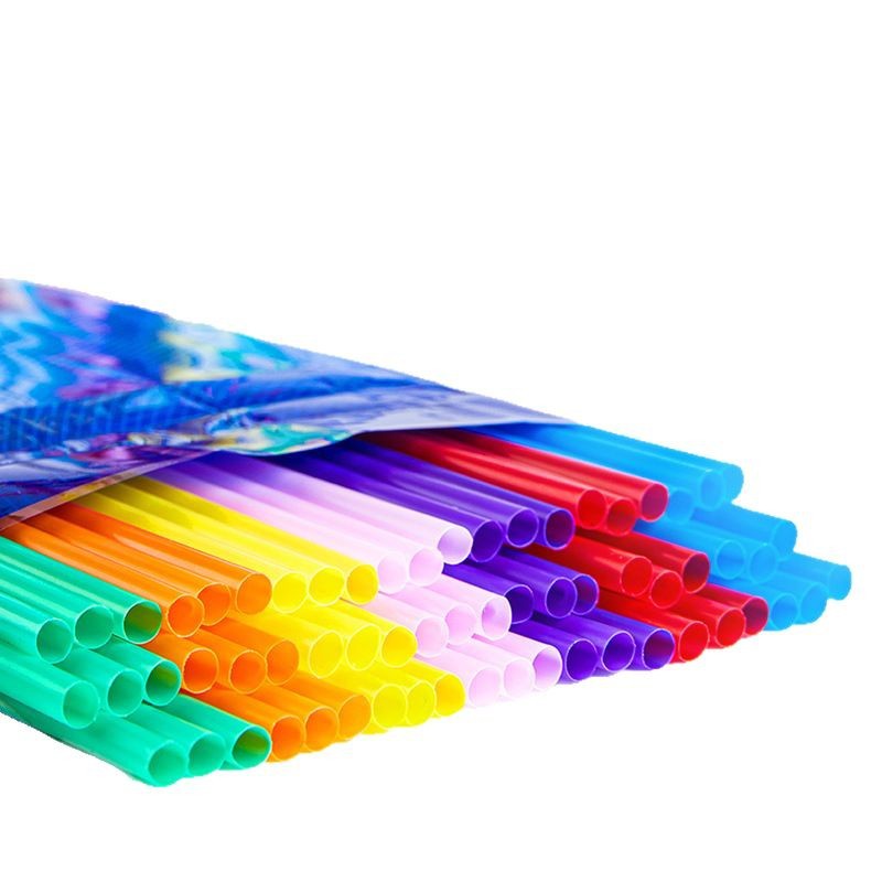 Pajita desechable embalaje individual para niños plástico de grado alimenticio hecho a mano especial para cambiar pajita de arte de color flexible