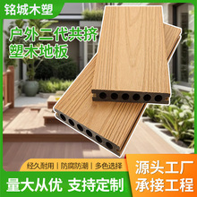 二代共挤塑木地板走廊阳台自铺拼接地板改造防腐木室外圆孔塑木板