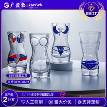 创意人体啤酒杯 水晶玻璃个性彩绘酒吧KTV专用美女英雄大号扎啤杯