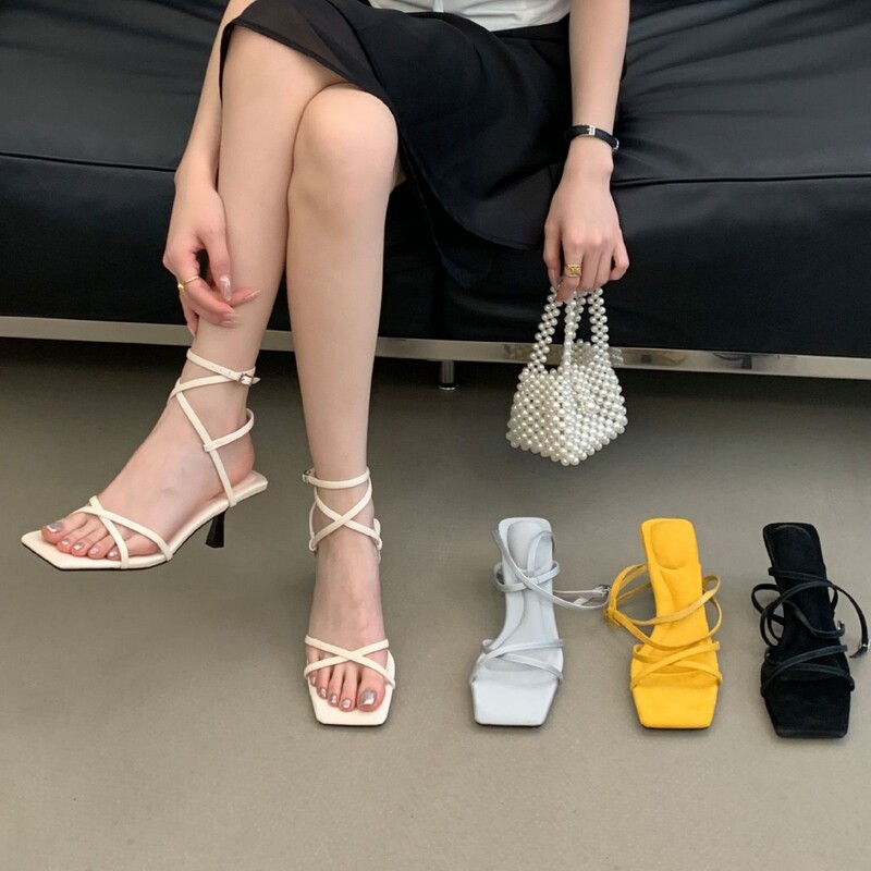 2026 Spring and Autumn New High-Heeled Shoes with Ankle Straps, Roman Sandals for Women, Stiletto High-Heeled Style, Elegant Lady-Like Sandals