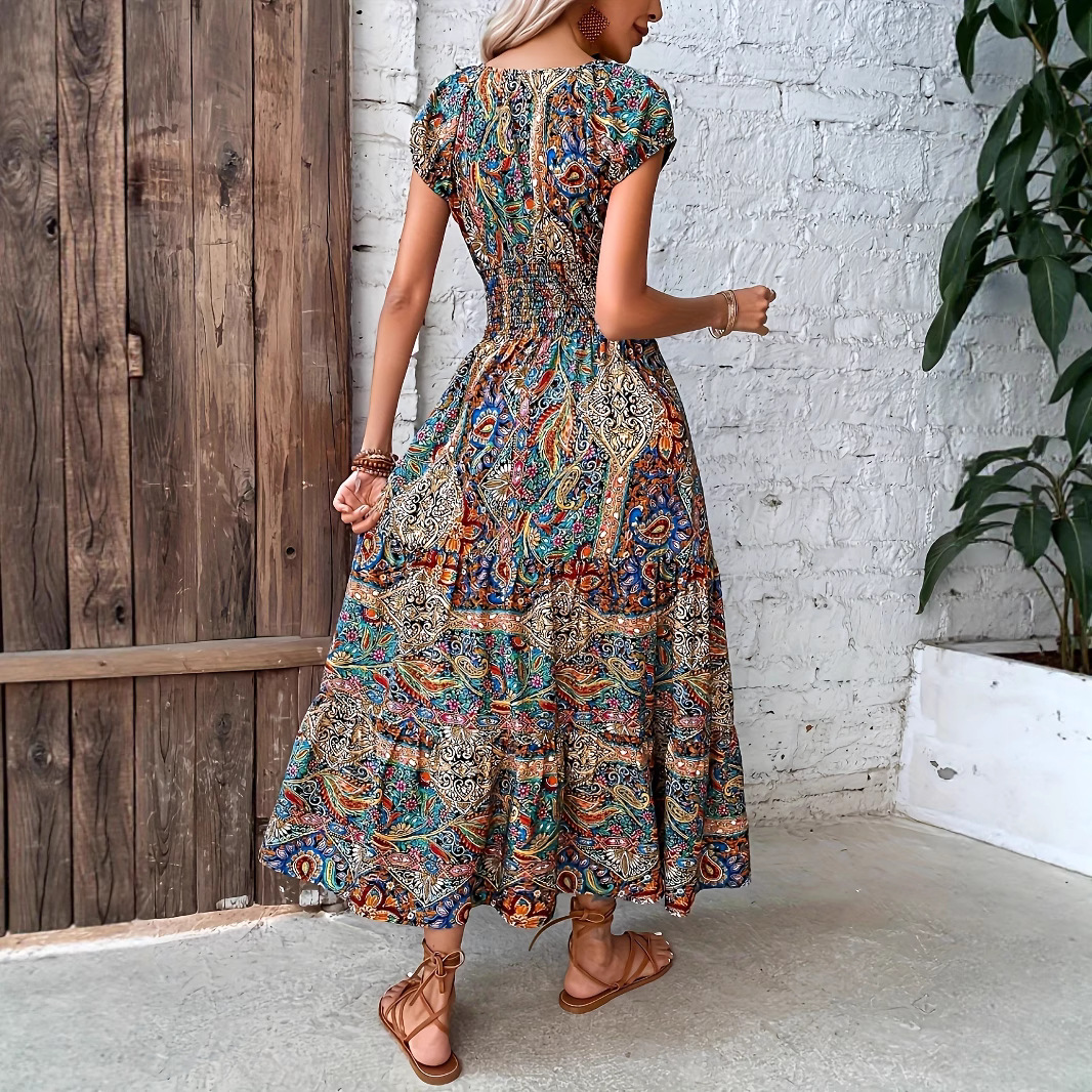 Cross-Border Source Foreign Trade European And American Women's Fashion Summer New Bohemian Style Waist-Cinching_ecoleips.com