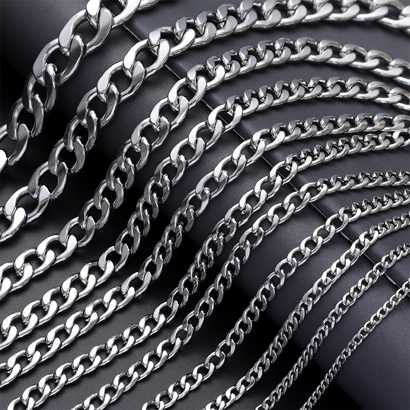 欧美潮牌简约个性时尚NK钛钢配链男士情侣hiphop项链嘻哈流行扁链