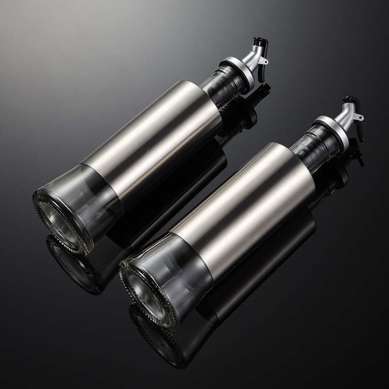 Eon 304 Stainless Steel Oil Can with Glass Body, 300ml, Practical Kitchen Sauce Storage Bottle—Efficient Oil Dispenser with Anti-Drip Spout