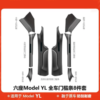 Şüşə kənarı xromları/moldingləri new version door sill strips - tesla-model-y-l2025-2026-six-seater-six-seater-ylfull-set-of-8-piece-door-sill-strips