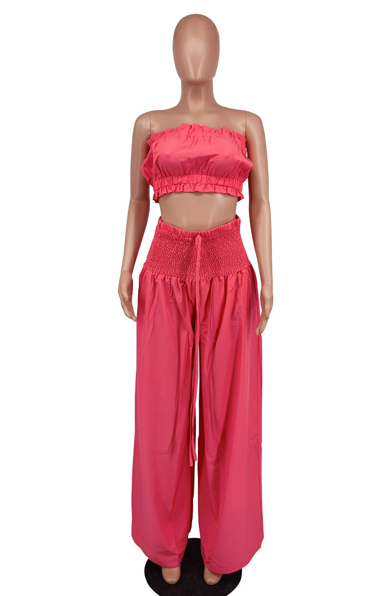 Summer, Spring Season Street Women's Sexy Solid Color 4-Way Stretch Fabric Polyester Pant Co-ord Set Pants Sets