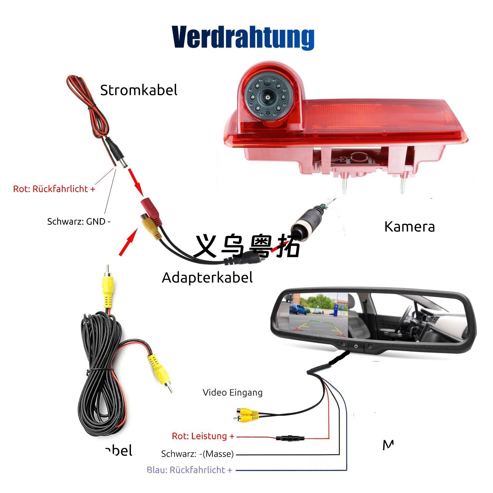 Suitable for Opel Vivaro Renault TraficGA Opel 4.3inch rearview mirror display reversing camera
