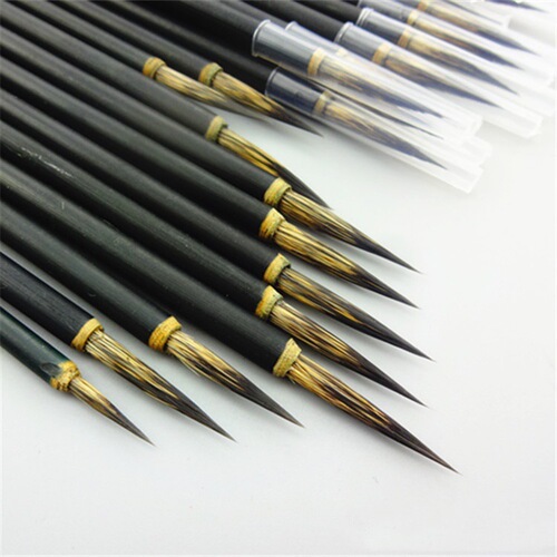 Rat whisker hook line brush, stone badger, small leaf tendon, thin gold style calligraphy student fine brush painting, large, medium and small Gui brush wholesale