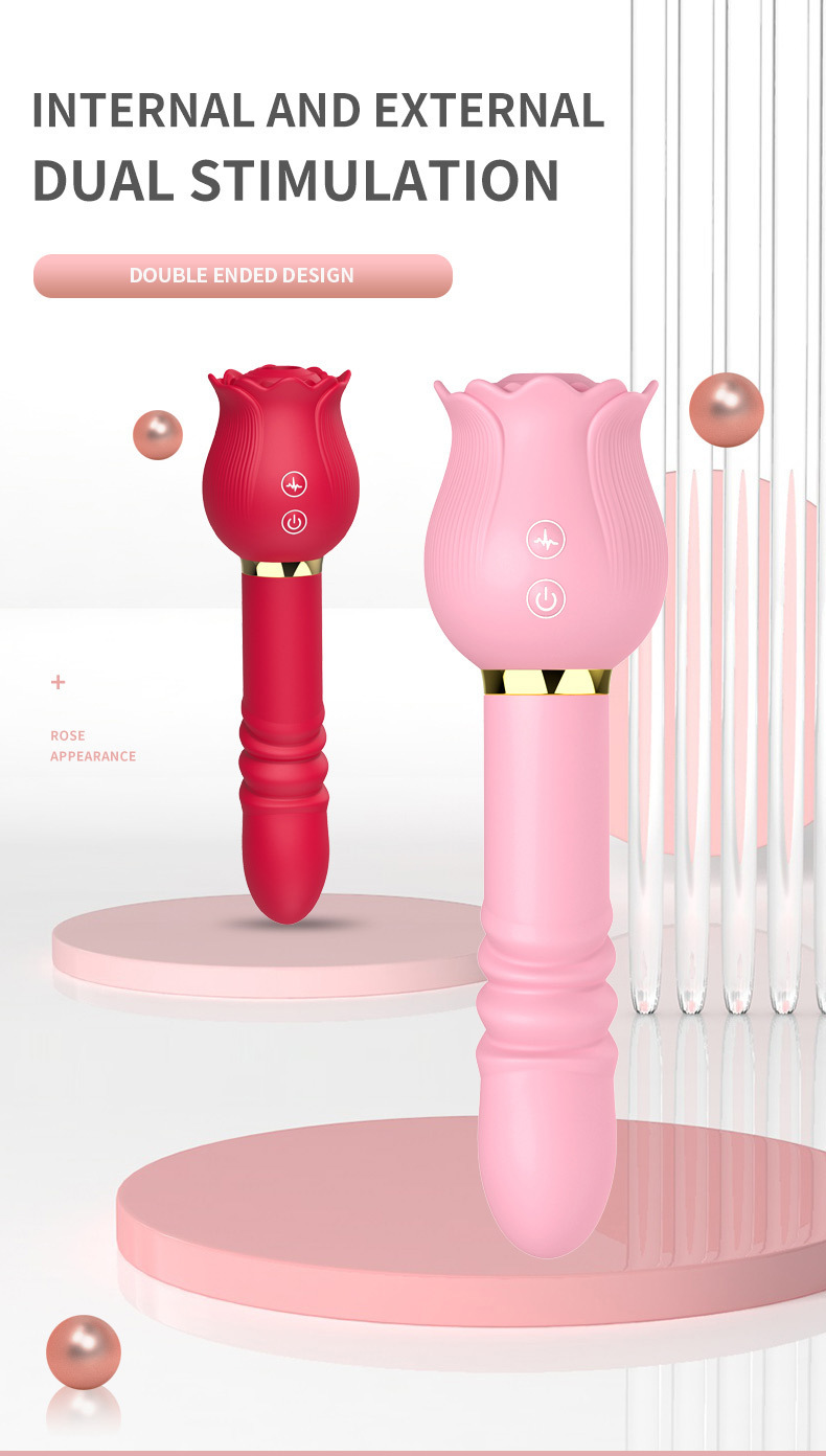 Afiya Rose Telescopic Tongue-Licker Vibrator with 12 Sucking Modes, Rose-Red Silicone-ABS Design — detail image 2