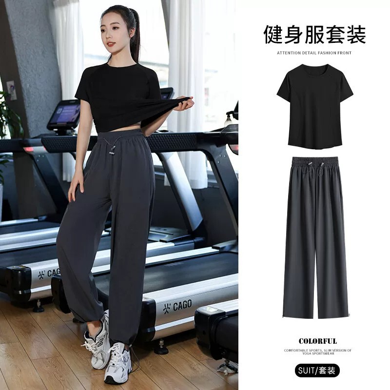 Sports Suit for Women 2026 New Short-Sleeved Yoga Top Spring and Autumn Petite Running Fitness Training Suit Long Pants Sports Suit for Women 2026 New Short-Sleeved Yoga Top Spring and Autumn Petite Running Fitness Training Suit Long Pants