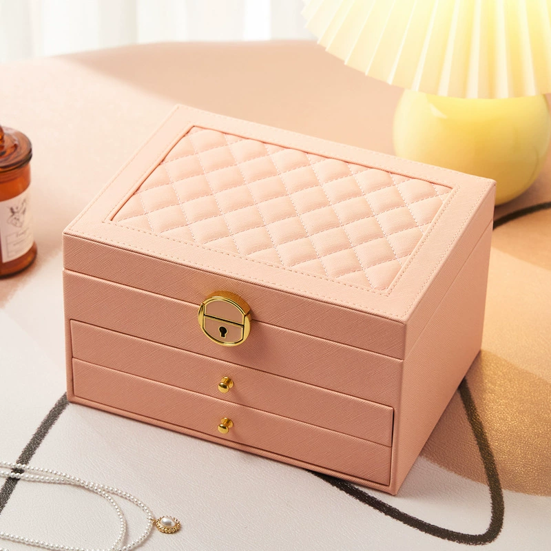 2025 новый ювелирный шкатулка для ювелирных изделий креативная изысканная многослойная большая емкость для настольных украшений коробка для хранения с замком водонепроницаемый