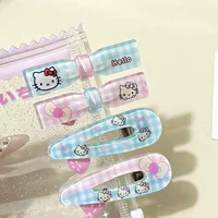 Милый новый синий и розовый клетчатый зажим для кошек с утконосом и бантом, милый зажим для волос в форме девчачьего сердца, зажим для волос с рисунком