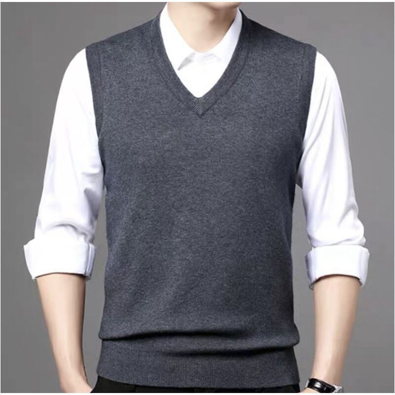 2024 조끼 조끼 노인 조끼 중년 칼라 스웨터 아빠 스웨터 민소매 가디건