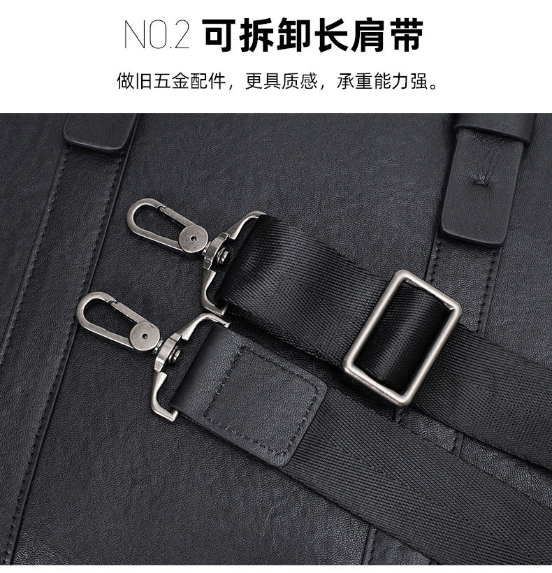 Túi xách tay nam da bò lớp đầu 38×8×28 cm, túi công sở đựng laptop 14 inch, đeo chéo tiện lợi — Màu Đen thuộc da bình thường bên trong màu đen, Màu đen cây cao, Lớp lót nỉ flannel cao cấp cầm tay màu đen chi tiết 8